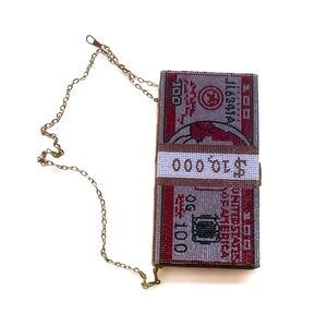 Beaded Money Clutch with Chain Strap